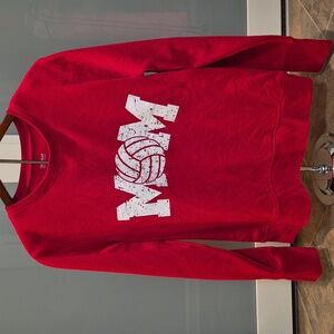 Red 'MOM' Volleyball Sweatshirt